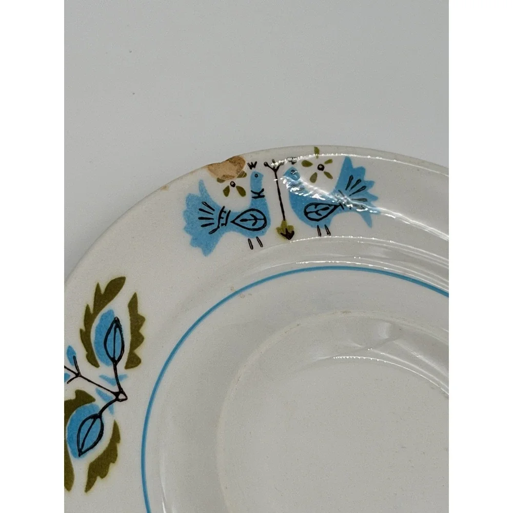 Mikasa Mediterrania Blue Bird Saucers Set of 3 Japan 4026-BL MCM Stoneware